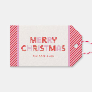 Retro Merry Christmas Custom Gift Tags
