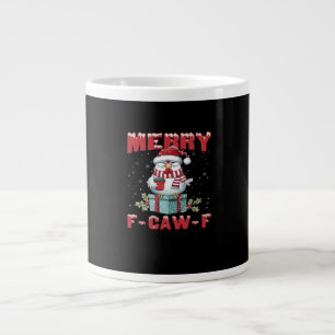 Retro Merry Christmas F-Caw-F Chicken  Large Coffee Mug