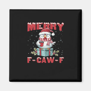 Retro Merry Christmas F-Caw-F Chicken  Magnet