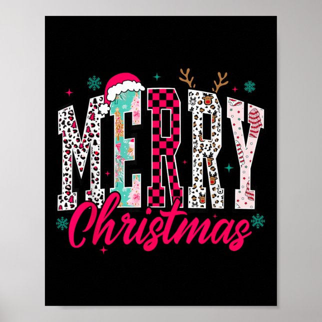 Retro Merry Christmas Family Xmas Christmas Womans Poster (Front)