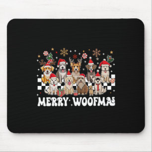 Retro Merry Christmas For Dog Woofmas Reindeer Chr Mouse Mat
