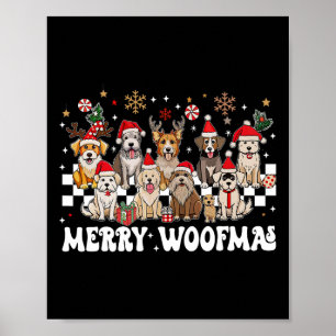 Retro Merry Christmas For Dog Woofmas Reindeer Chr Poster
