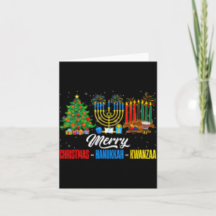 Retro Merry Christmas Hanukkah Kwanzaa Happy Holid Card