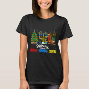 Retro Merry Christmas Hanukkah Kwanzaa Happy Holid T-Shirt