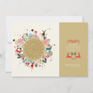 Retro Merry Christmas Happy New-Year Holiday Card