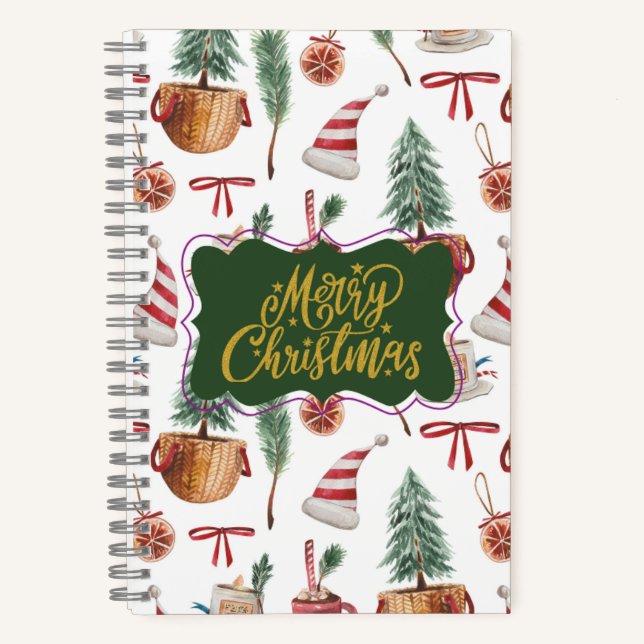 Retro Merry Christmas Journaling Notebooks (Front)