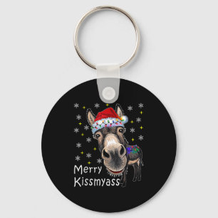 Retro Merry Christmas Light Merry Kissmy Funny Key Ring