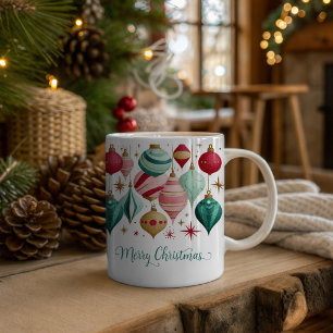Retro Merry Christmas Ornaments Personalised Coffee Mug