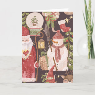 Retro Merry Christmas Pattern - Festive Aesthetic Card