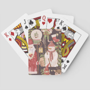 Retro Merry Christmas Pattern - Festive Aesthetic Playing Cards