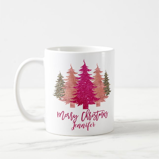 Retro Merry Christmas Personalised   Coffee Mug (Left)