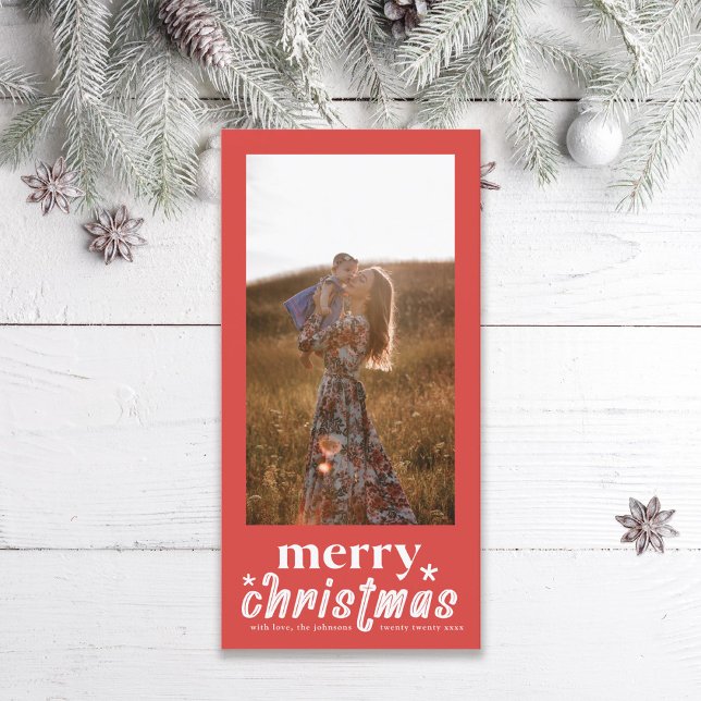 Retro Merry Christmas Photo Holiday Card (Creator Uploaded)