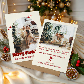 Retro Merry Christmas Photo Holiday Card