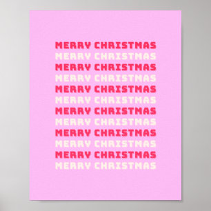 Retro Merry Christmas Pink Holiday Decor Preppy