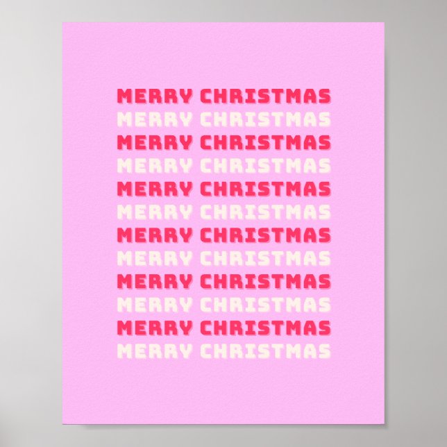 Retro Merry Christmas Pink Holiday Decor Preppy (Front)