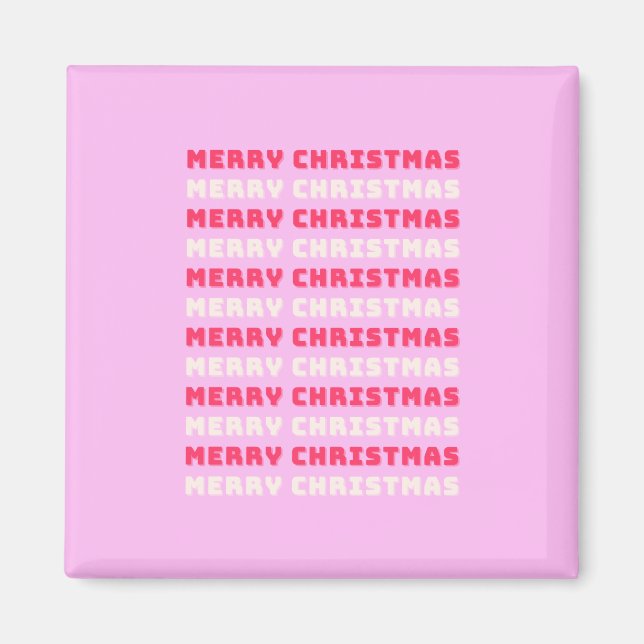 Retro Merry Christmas Pink Holiday Decor Preppy Magnet (Front)