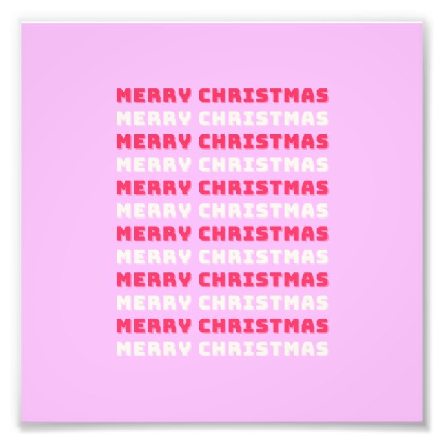 Retro Merry Christmas Pink Holiday Decor Preppy Photo Print (Front)