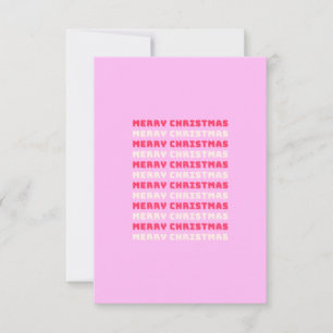 Retro Merry Christmas Pink Holiday Decor Preppy Thank You Card