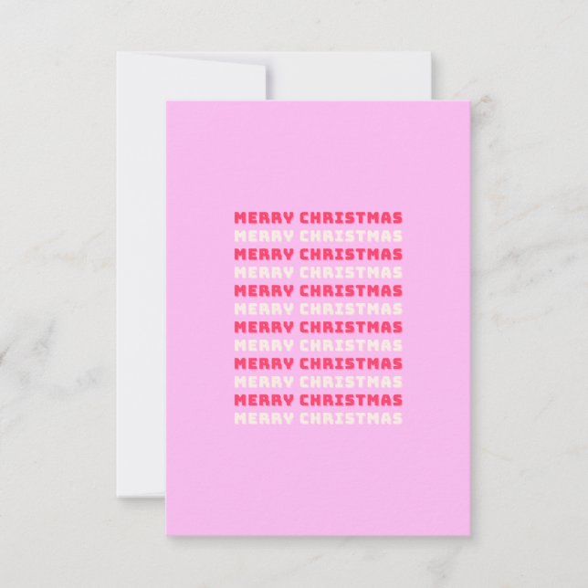 Retro Merry Christmas Pink Holiday Decor Preppy Thank You Card (Front)