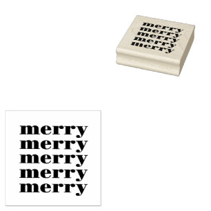 Retro "merry" christmas  rubber stamp