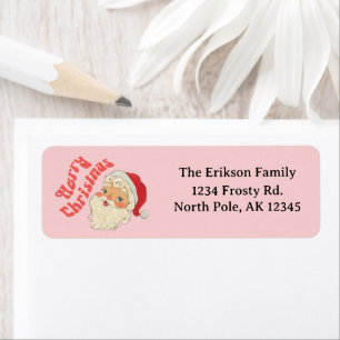 Retro Merry Christmas Santa Address Labels