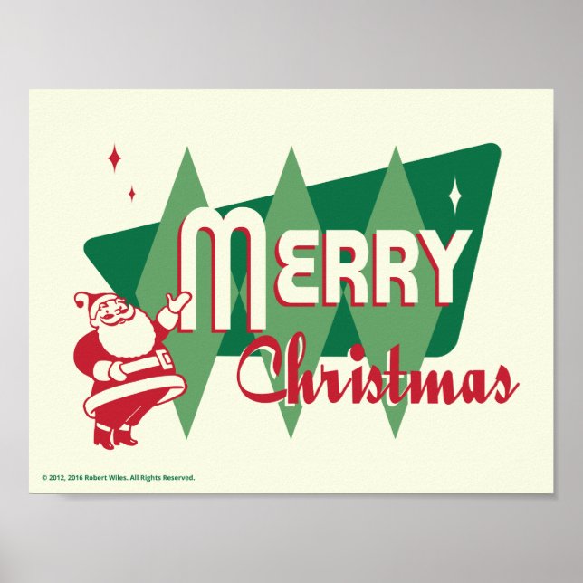 Retro Merry Christmas Santa Claus Poster (Front)