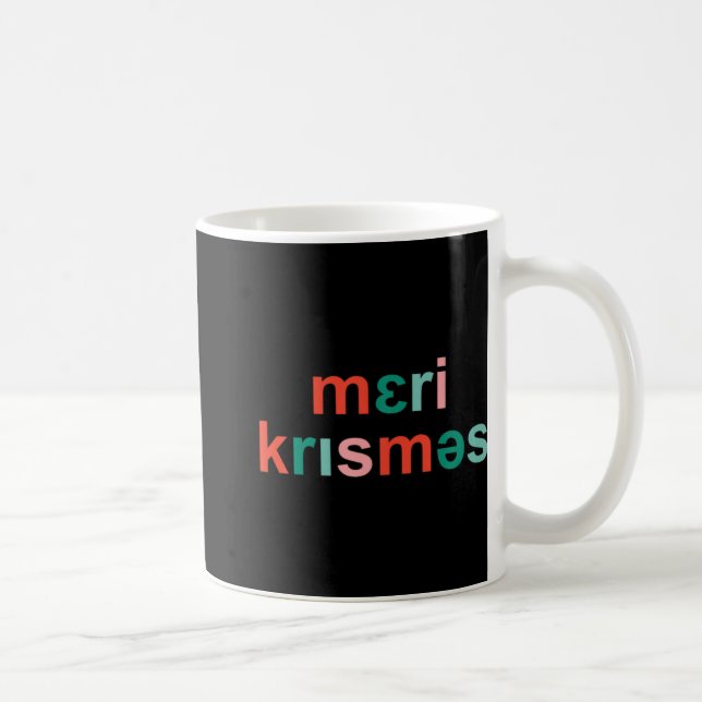 Retro Merry Christmas Slp Phonetics Funny Speech T Coffee Mug (Right)
