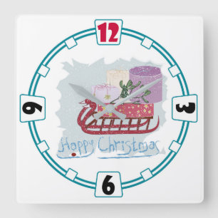 Retro . Merry Christmas! Square Wall Clock