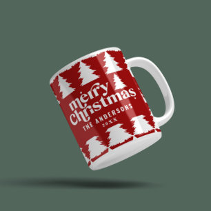 retro Merry Christmas stylish holiday tree Coffee Mug