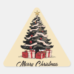 Retro Merry Christmas Tree Sticker