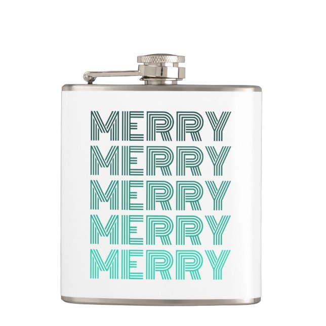 Retro Merry Christmas Wrapped Flask (Front)