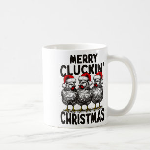 Retro Merry Cluckin' Christmas Fun Chicken Santa F Coffee Mug