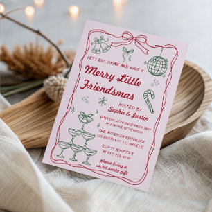 Retro Merry Little Friendsmas Christmas Party Invitation