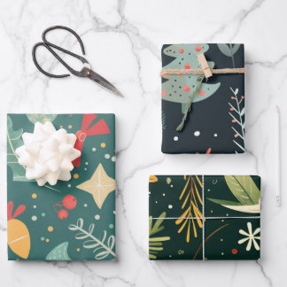 Retro Merry Little Ornament Wrap Wrapping Paper Sheet