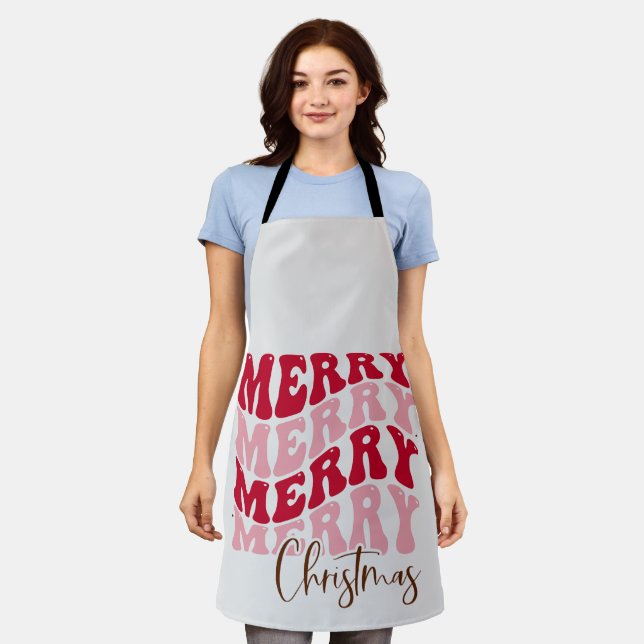 retro "Merry Merry Christmas" Apron (Worn)