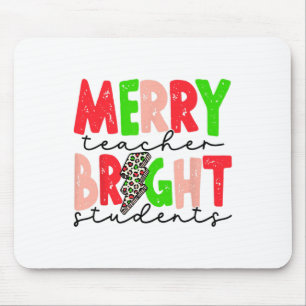 Retro Merry Teacher Bright Students Fun Christmas  Mouse Mat