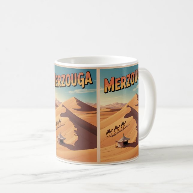 Retro Merzouga sahara camel ride morocco travel  Coffee Mug (Front Right)