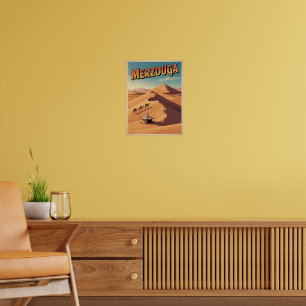 Retro Merzouga sahara camel ride morocco travel Poster