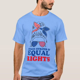 Retro Messy Bun Pro Choice Stars Stripes Equal Rig T-Shirt