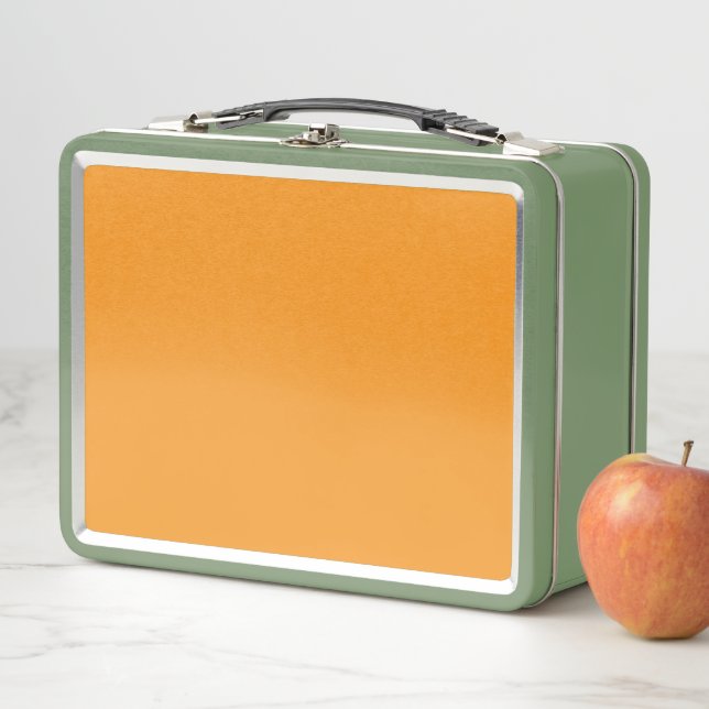 Retro Metal Lunchbox | Minimalist Orange School Ca (In Situ)