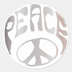 Retro Metallic-Pink Peace Sign Graphic Classic Round Sticker