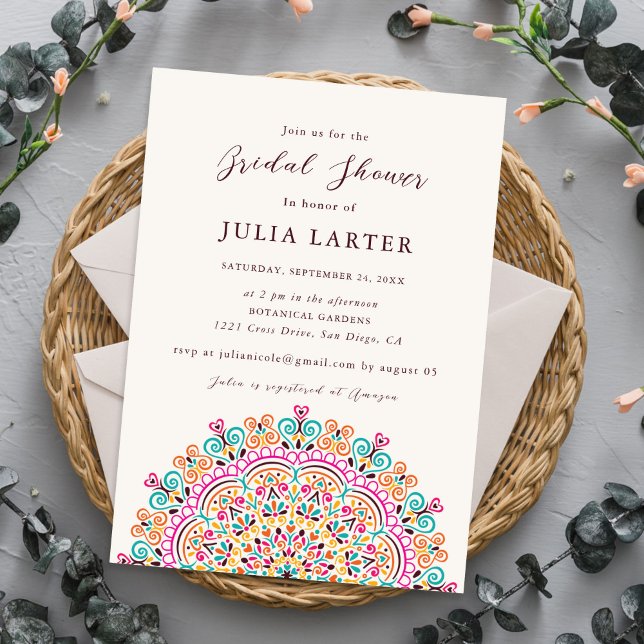 Retro Mexican Flourish Mandala Bridal Shower Invitation (Creator Uploaded)