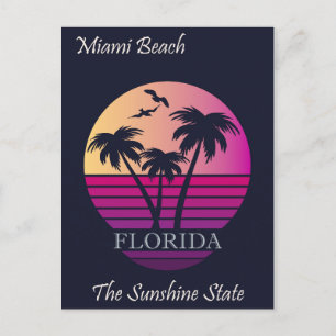 Retro Miami Beach Florida Vintage Travel Postcard