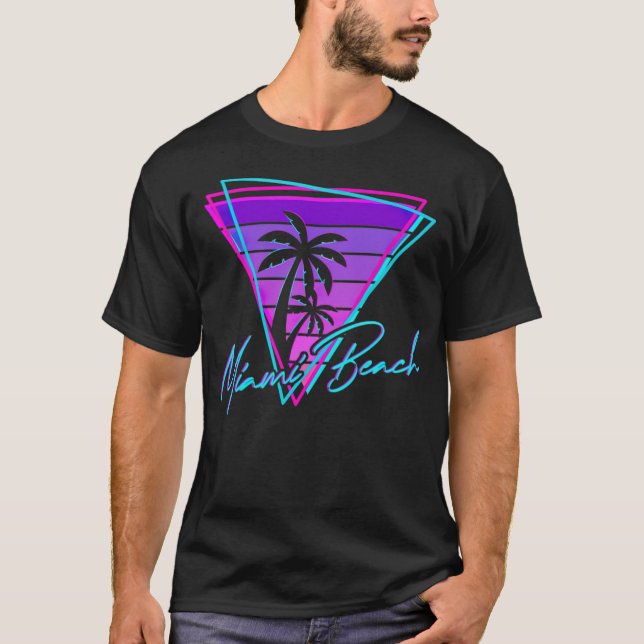 Retro Miami Beach Vintage 80s Beach paradise best  T-Shirt (Front)