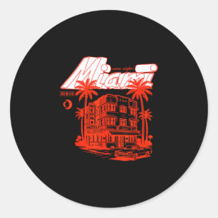 Retro miami coastal nights graphic - vintage art classic round sticker