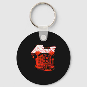 Retro miami coastal nights graphic - vintage art key ring