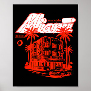 Retro miami coastal nights graphic - vintage art poster
