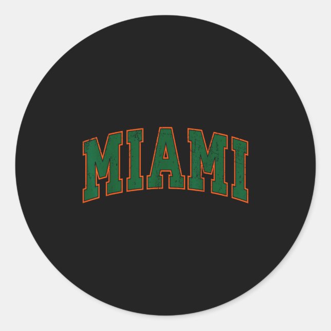 Retro Miami Florida Tee Men Women And Kids  Classic Round Sticker (Front)