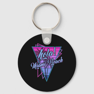 Retro Miami - Hola Miami Beach Florida Vintage Key Ring