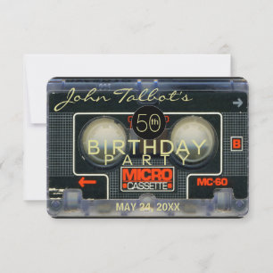 Retro Micro Audiotape 50th Birthday Invitation